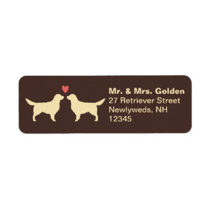 Golden Retriever Dog Silhouettes with Heart Couple Label