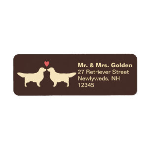 Golden Retriever Dog Silhouettes with Heart Couple Label