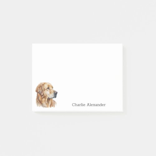 Golden Retriever Dog Simple Modern Personalized Post_it Notes