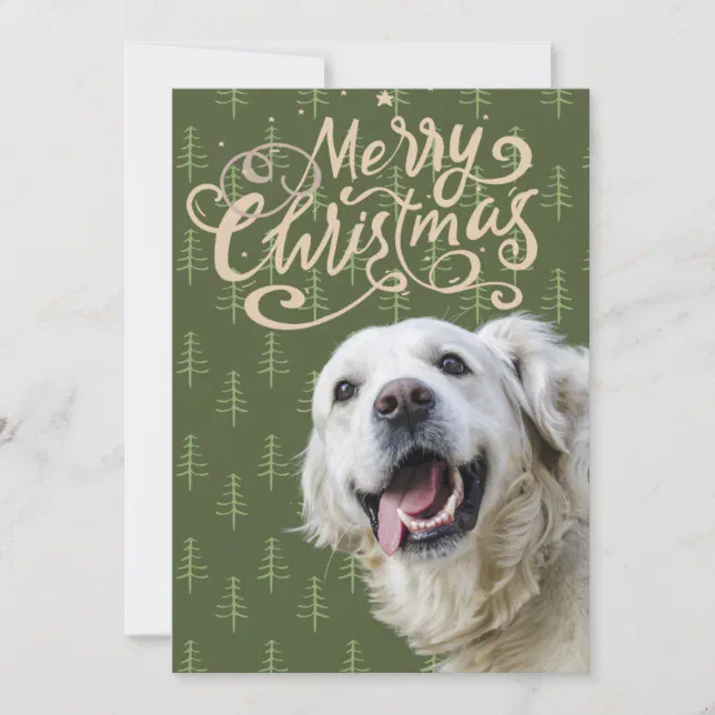 Golden Retriever Dog Smiling Merry Christmas Holiday Card | Zazzle