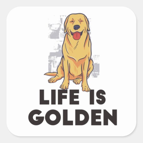 Golden Retriever Dog Square Sticker