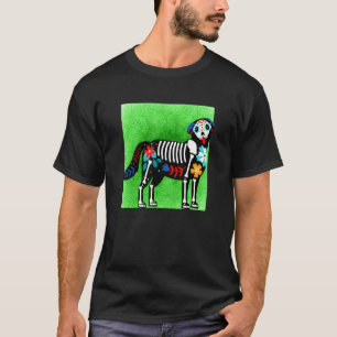 Golden Retriever Dog Sugar Skull Calavera Dia De L T-Shirt