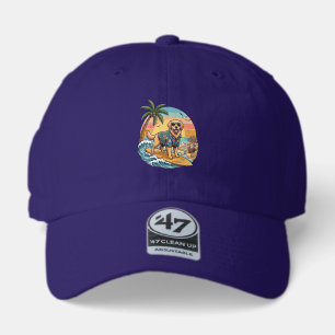 Golden Retriever Dog Surfing Surfboard Sunset Palm 47 Brand Hat