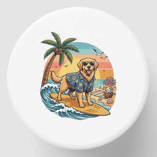 Golden Retriever Dog Surfing Surfboard Sunset Palm Mini Candle Favors