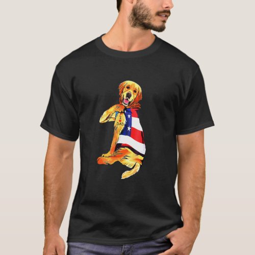 Golden Retriever Dog Tattoo I Love Dad T_Shirt