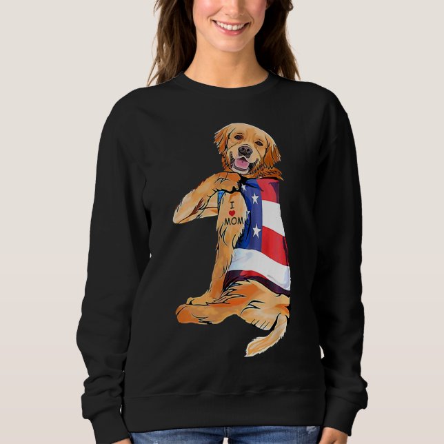 Golden Retriever Dog Tattoo I Love Mom Sweatshirt (Front)