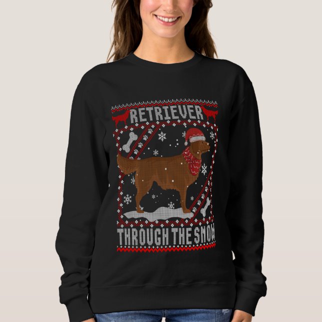 Golden Retriever Dog Through The Snow Ugly Sweater (Front)