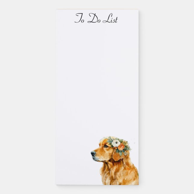 Golden Retriever Dog To Do List Magnetic Notepad (Front)