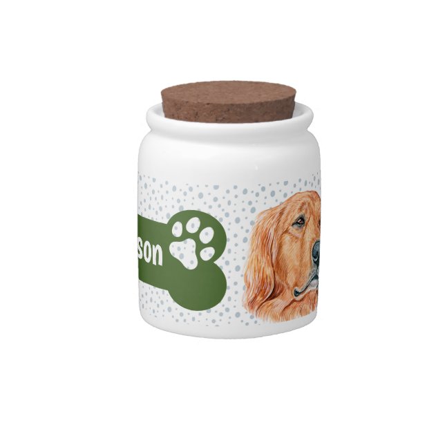 Golden Retriever Dog Treat Jar (Front)