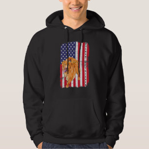 Golden Retriever Dog US Flag Happy July 4th Americ Hoodie
