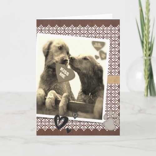 GOLDEN RETRIEVER DOG VALENTINE I LOVE YOU HOLIDAY CARD