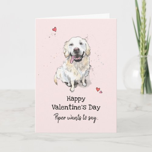 Golden Retriever dog Valentines day Greetings Card