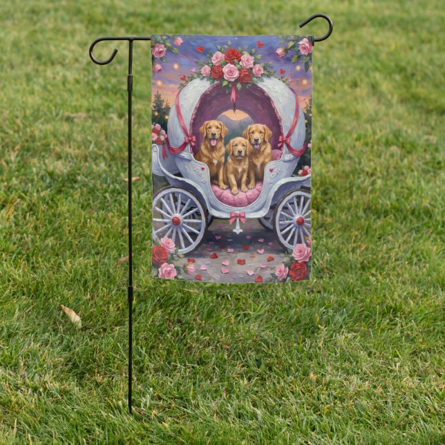 Golden Retriever Dog Valentine's Day  Garden Flag (In SItu)