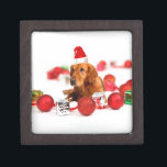 Golden Retriever Dog W Red Santa Hat Christmas Keepsake Box<br><div class="desc">Cute Golden Retriever Dog Wearing Red Santa Hat with Christmas ornaments and gift boxes.</div>