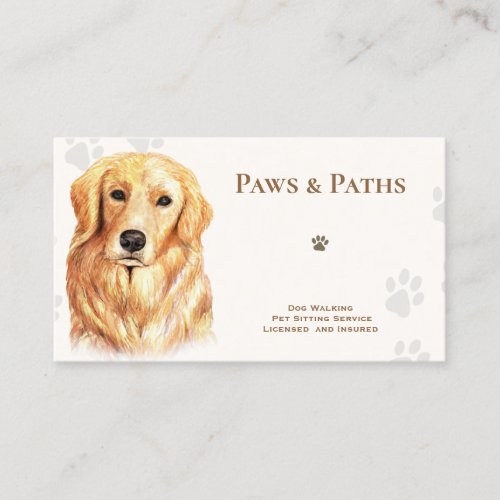 Golden Retriever Dog Walker Pet Sitting    Business Card