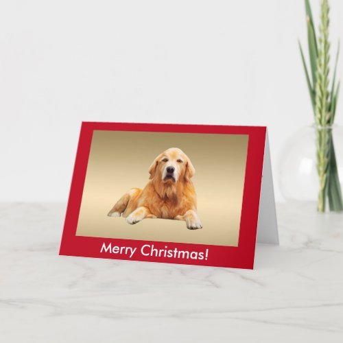 Golden Retriever Dog Water Art Painting Christmas Holiday Card