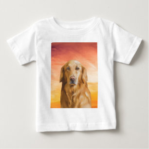 Golden Retriever Dog Water Color Art Oil Painting Baby T-Shirt