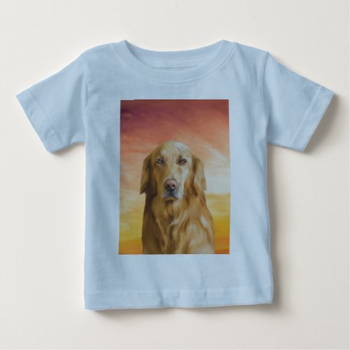 Golden Retriever Dog Water Color Art Oil Painting Baby T_Shirt