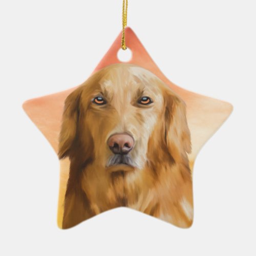 Golden Retriever Dog Water Color Art Oil Painting Ceramic Ornament
