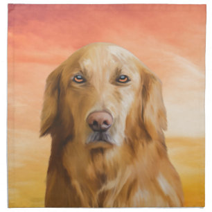 Golden Retriever Dog Water Color Art Oil Painting Cloth Napkin