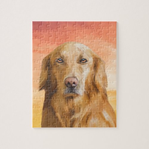 Golden Retriever Dog Water Color Art Oil Painting Jigsaw Puzzle