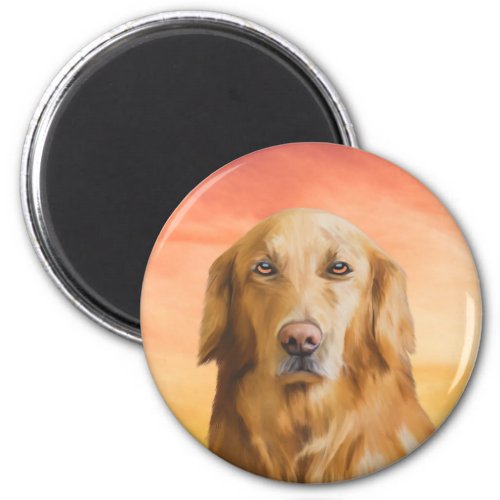 Golden Retriever Dog Water Color Art Oil Painting Magnet