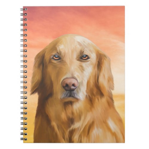 Golden Retriever Dog Water Color Art Oil Painting Notebook