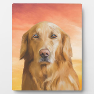 Golden Retriever Dog Water Color Art Oil Painting Plaque