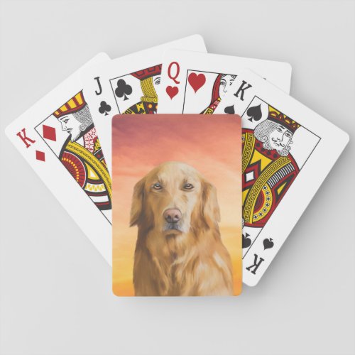 Golden Retriever Dog Water Color Art Oil Painting Playing Cards