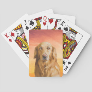 Golden Retriever Dog Water Color Art Oil Painting Poker Cards