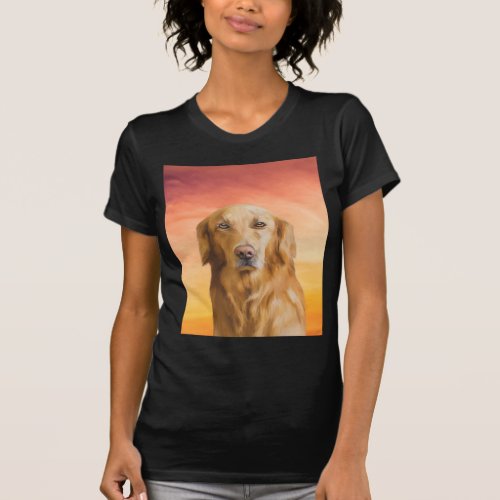 Golden Retriever Dog Water Color Art Oil Painting T_Shirt