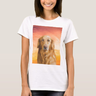 Golden Retriever Dog Water Color Art Oil Painting T-Shirt