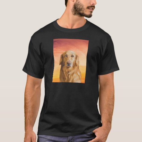 Golden Retriever Dog Water Color Art Oil Painting T_Shirt