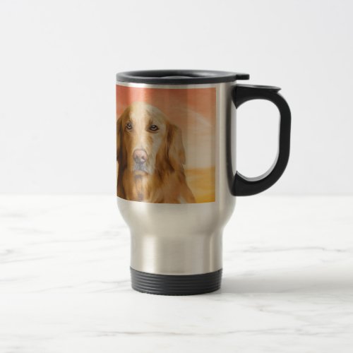 Golden Retriever Dog Water Color Art Oil Painting Travel Mug