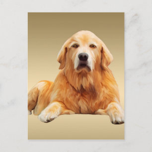 Golden retriever Dog Water Color Art Painting Postcard