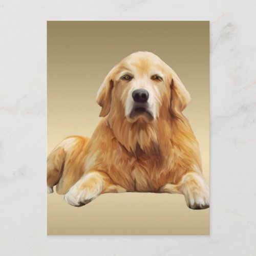 Golden retriever Dog Water Color Art Painting Postcard