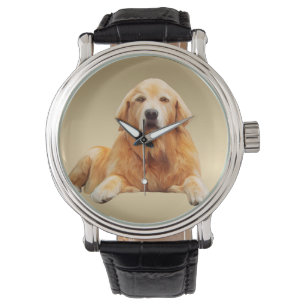 Golden retriever Dog Water Color Art Painting Watch