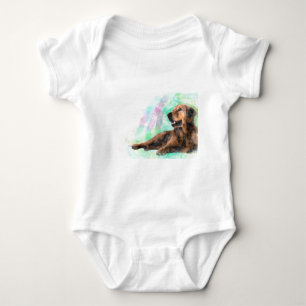 Golden Retriever Dog Water Color Painting Baby Bodysuit