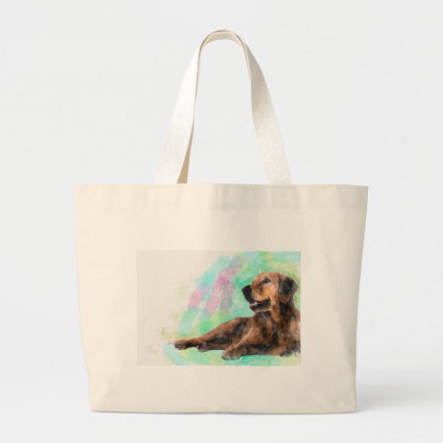 Golden Retriever Dog Water Color Painting Large Tote Bag