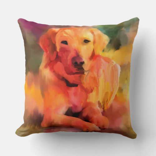 Golden Retriever Dog Watercolor Art Throw Pillow