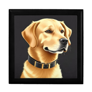Golden Retriever Dog Wearing a Leather Collar Gift Box