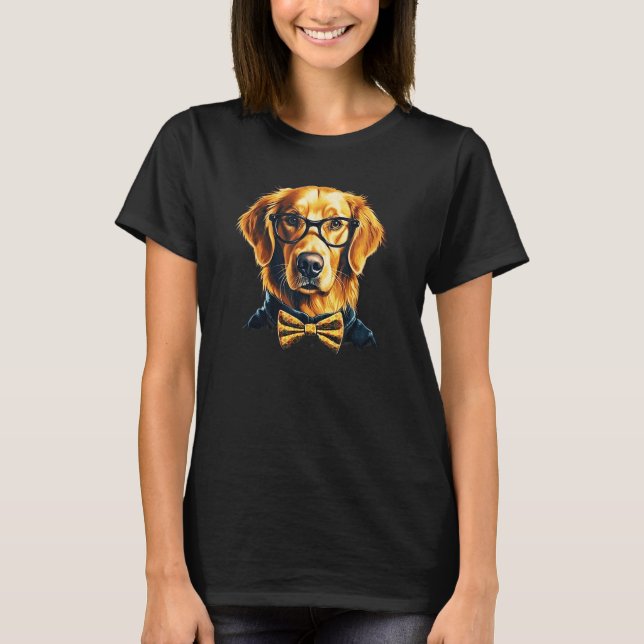 Golden Retriever  Dog Wearing Glasses T-Shirt (Front)