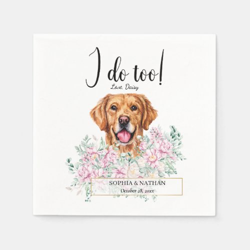 Golden Retriever Dog Wedding Cocktail Napkins