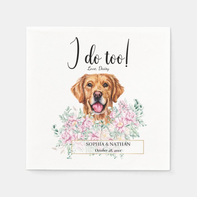 Golden Retriever Dog Wedding Cocktail Napkins (Front)