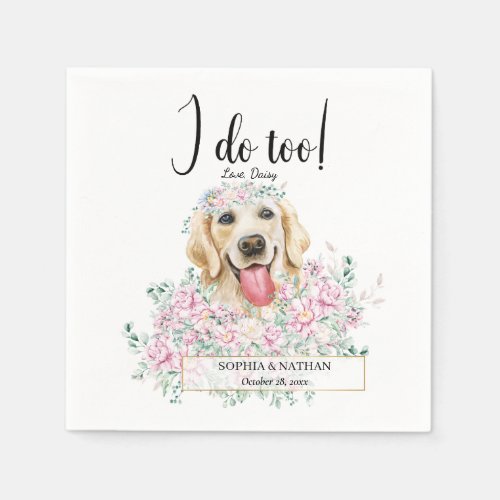 Golden Retriever Dog Wedding Cocktail Napkins