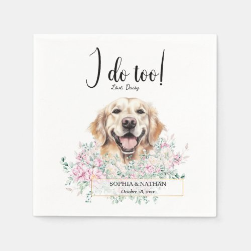 Golden Retriever Dog Wedding Cocktail Napkins