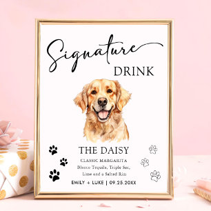 Golden Retriever Dog Wedding Signature Drink Sign