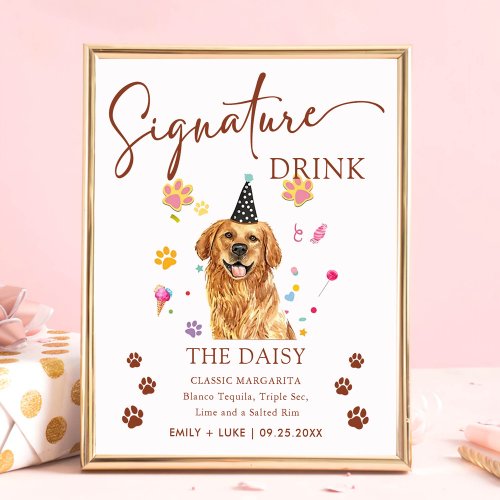Golden Retriever Dog Wedding Signature Drink Sign