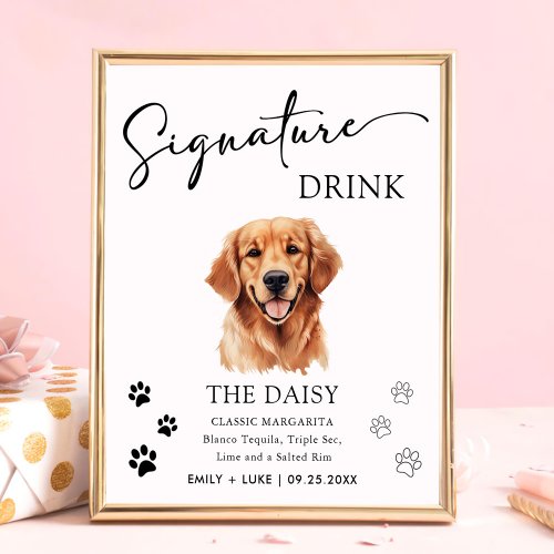 Golden Retriever Dog Wedding Signature Drink Sign