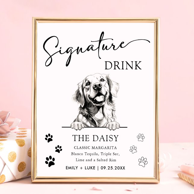 Golden Retriever Dog Wedding Signature Drink Sign (Creator Uploaded)
